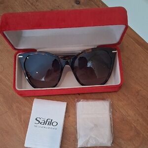 Safilo Caroline Herrera Cat Eye Sunglasses in Tortoiseshell with Dark Lenses